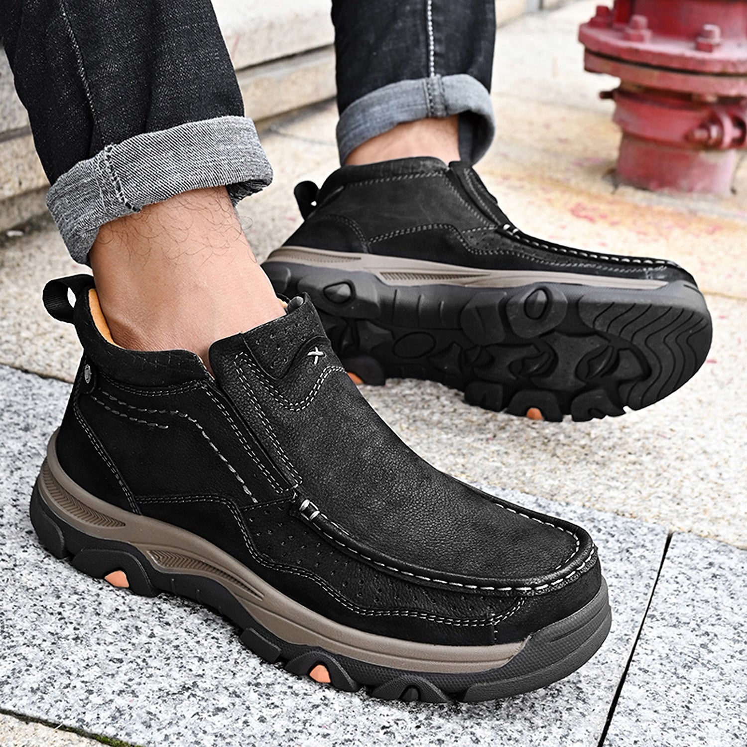 Leather High-Top Ankle Boot Orthopedic Arch Support Walking Sneakers for Men & Women | Posture Correcting Slip-On Athletic Footwear | Thomler