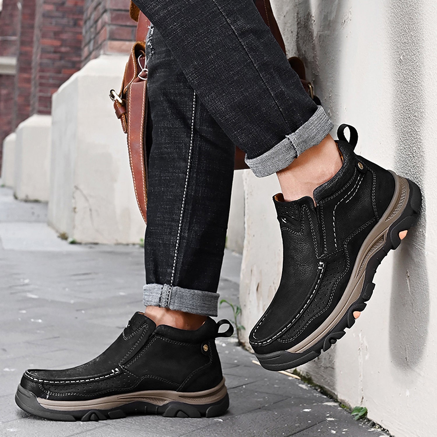 Leather High-Top Ankle Boot Orthopedic Arch Support Walking Sneakers for Men & Women | Posture Correcting Slip-On Athletic Footwear | Thomler