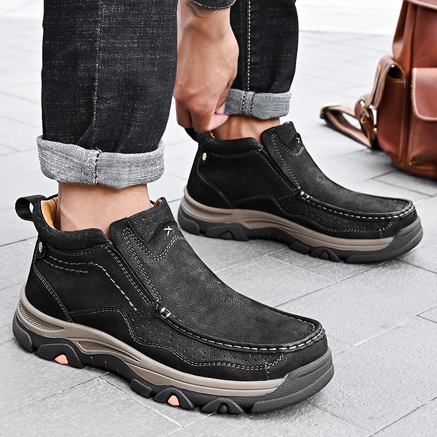 Leather High-Top Ankle Boot Orthopedic Arch Support Walking Sneakers for Men & Women | Posture Correcting Slip-On Athletic Footwear | Thomler