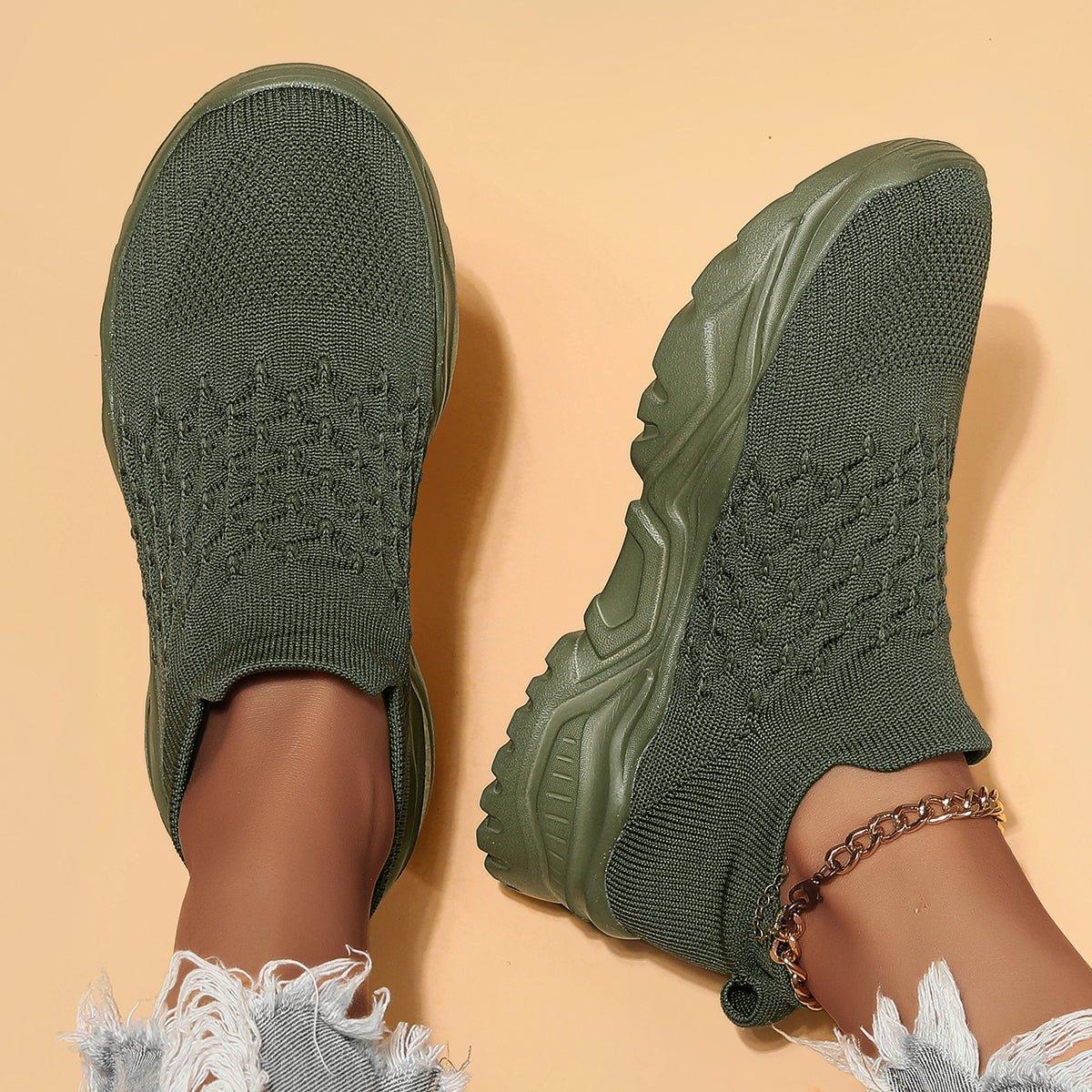 Slip-On Walking Shoes with Cushioned Insole & Arch Support in Olive Green for Men & Women | Thomler