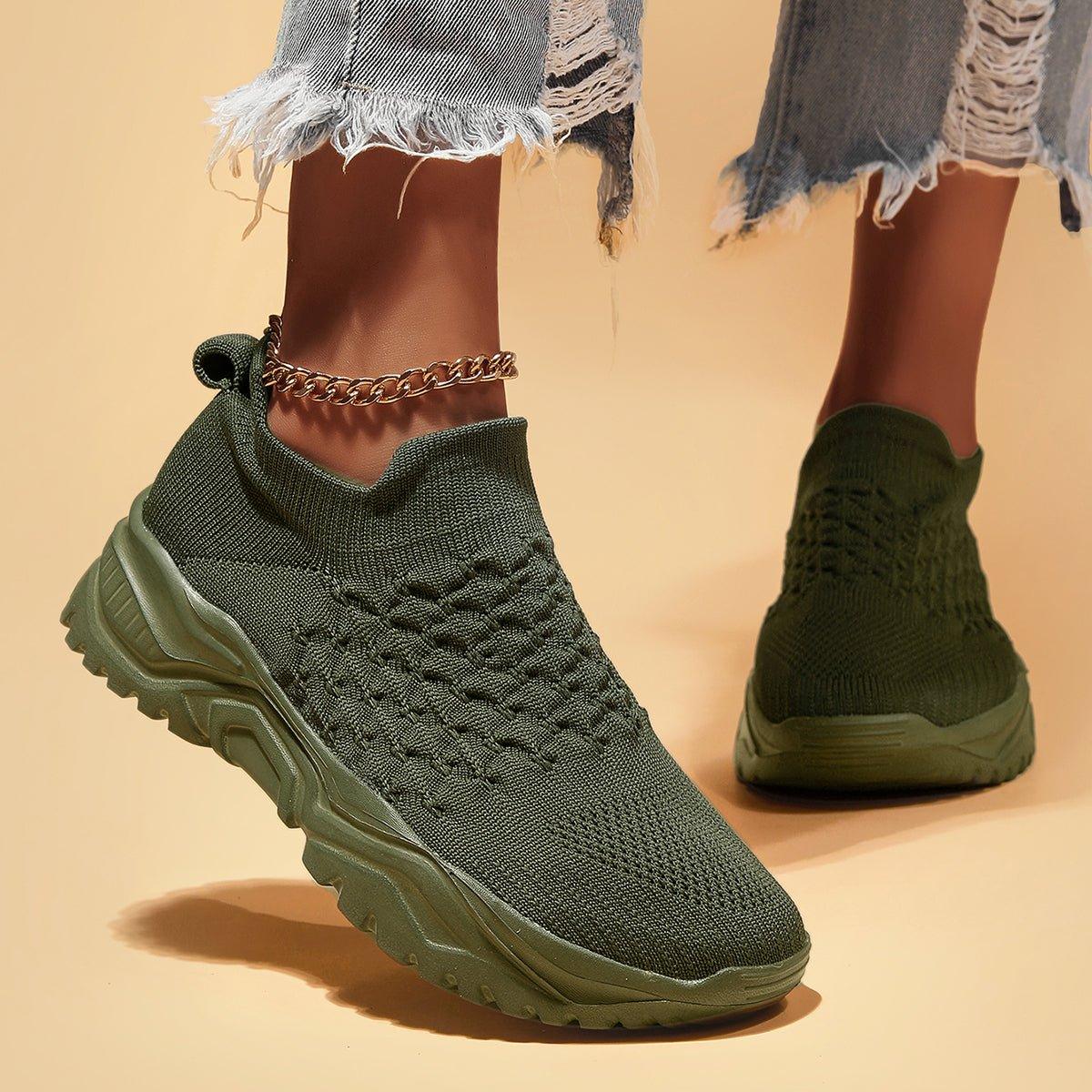 Slip-On Walking Shoes with Cushioned Insole & Arch Support in Olive Green for Men & Women | Thomler