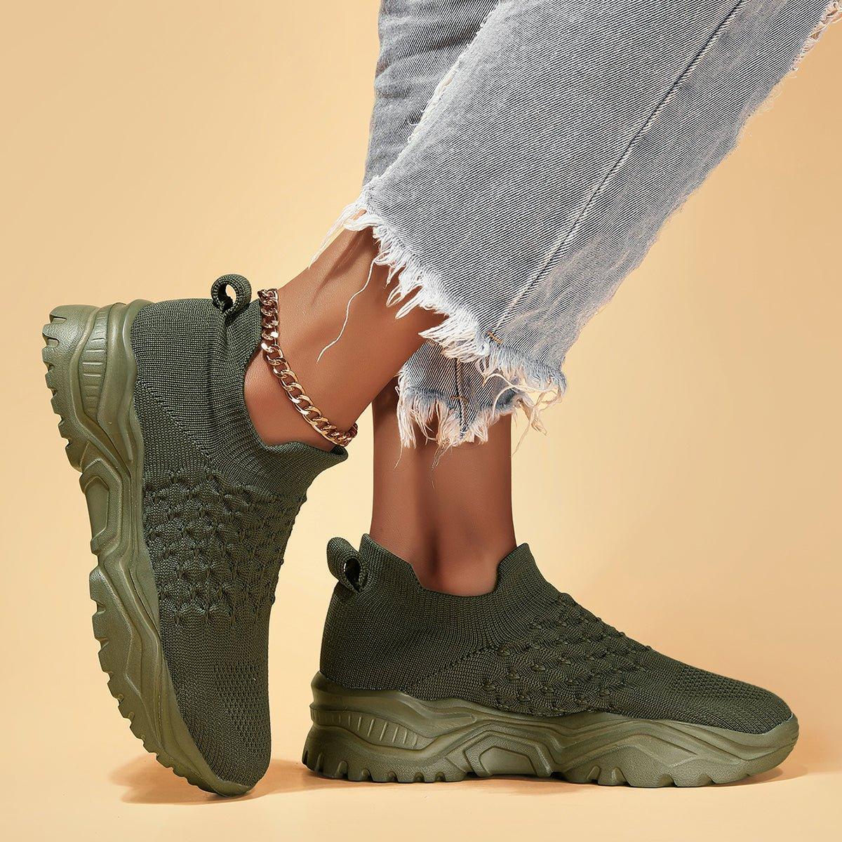 Slip-On Walking Shoes with Cushioned Insole & Arch Support in Olive Green for Men & Women | Thomler