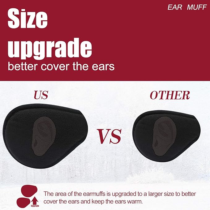 Fleece Headband Ear Warmer for Cold Weather - Adjustable Winter Earmuffs for Men & Women | Foldable Outdoor Sports Ear Covers for Running, H | Thomler