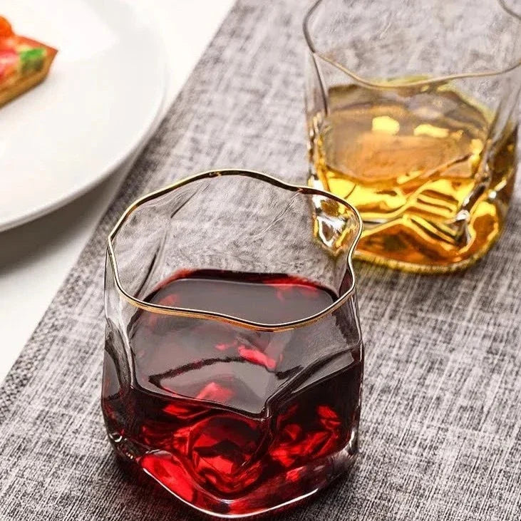Whiskey Glass Set High-Quality 10 oz Textured Clear Glass Barware Tasting Gift | Thomler