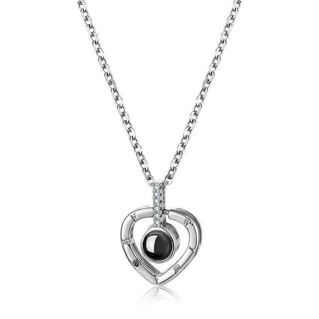 Projection Heart Pendant Necklace Sterling Silver Gemstone Jewelry for Women Anniversary Romantic Keepsake Gift Two-Way Wear Elegant | Thomler