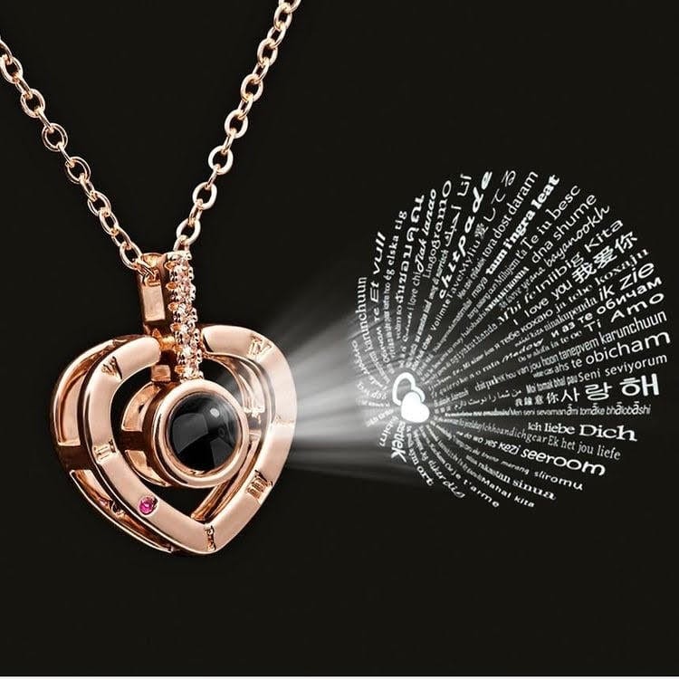 Projection Heart Pendant Necklace Sterling Silver Gemstone Jewelry for Women Anniversary Romantic Keepsake Gift Two-Way Wear Elegant | Thomler