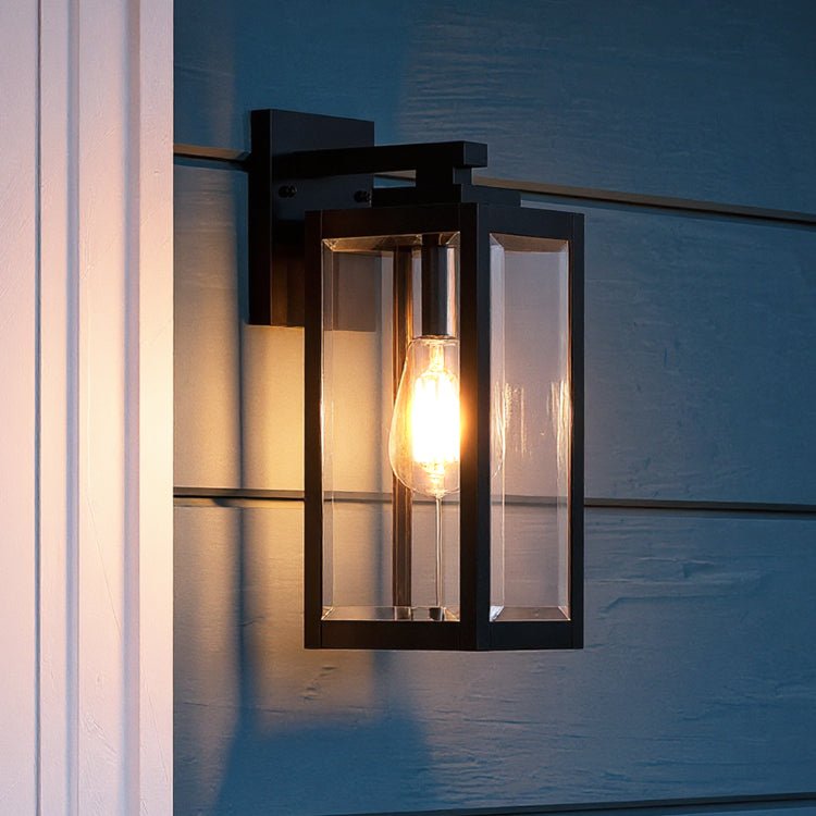 Outdoor Wall Lamp Steel Glass 36.2 cm Black Front Door Patio Modern Farmhouse Exterior Light Waterproof E26 | Thomler