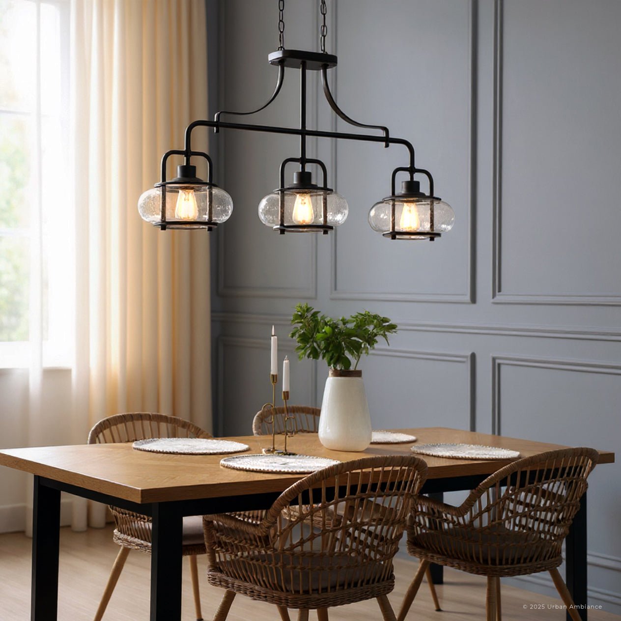 Kroonluchter Donker Brons Met Glasbollen 3 Lichts 96cm | Sansoti