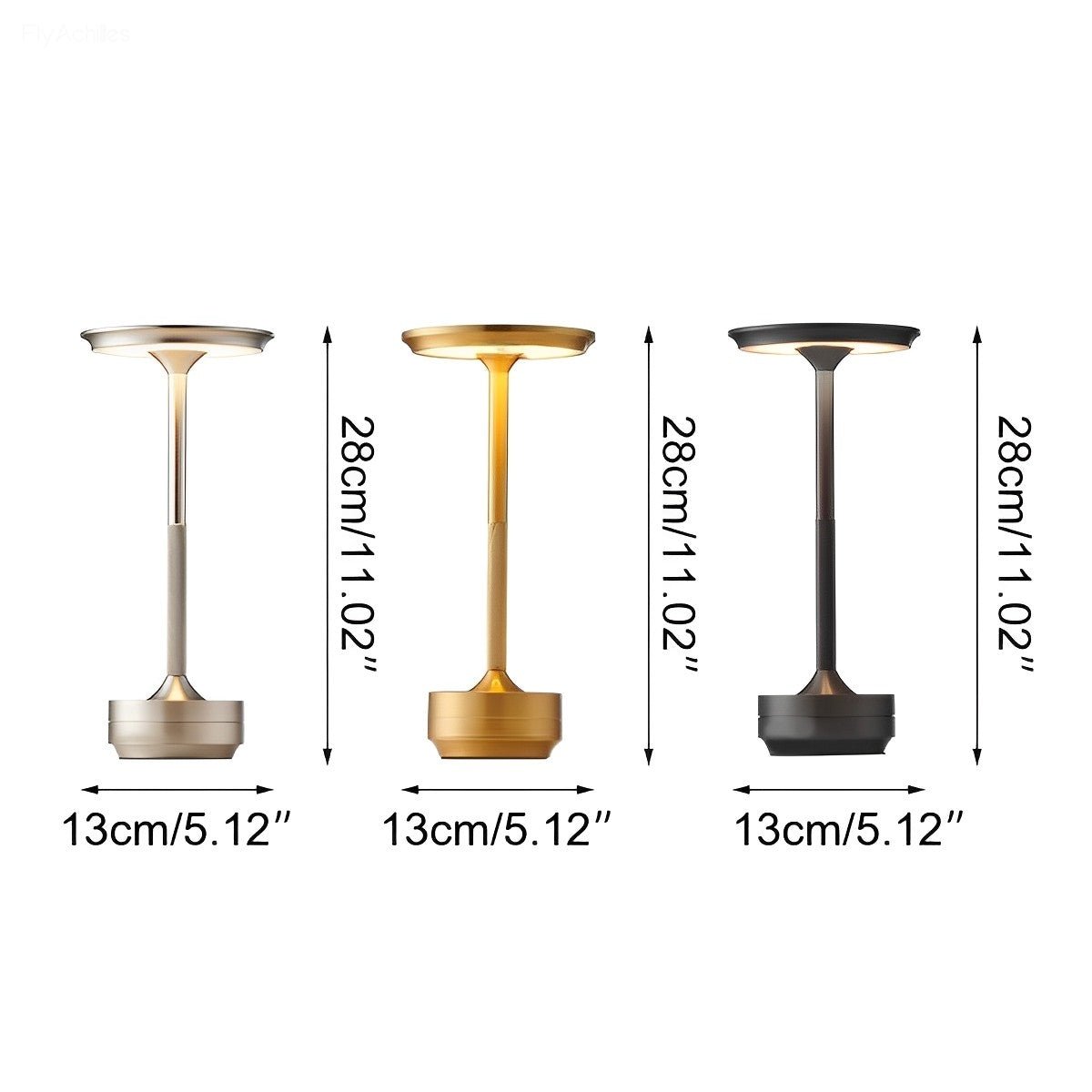 Rechargeable Touch-Control Adjustable Brightness Aluminum Desk Light for Bedroom Home Office Living Room Nightstand | Thomler