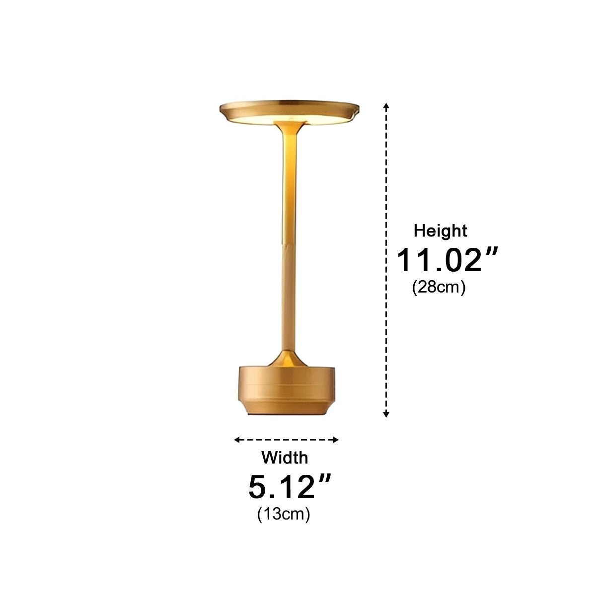 Table Lamp Aluminum LED 11.0 in Dimmable USB Rechargeable Bedroom Desk Lighting Modern Compact Nightstand Light | Thomler