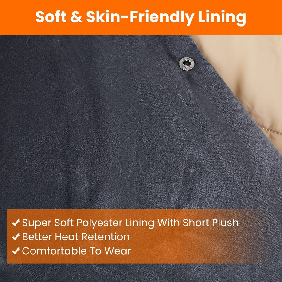 Wearable USB Heated Throw with Arm Slits, Dual Controls & 6 Warmth Zones | Thomler