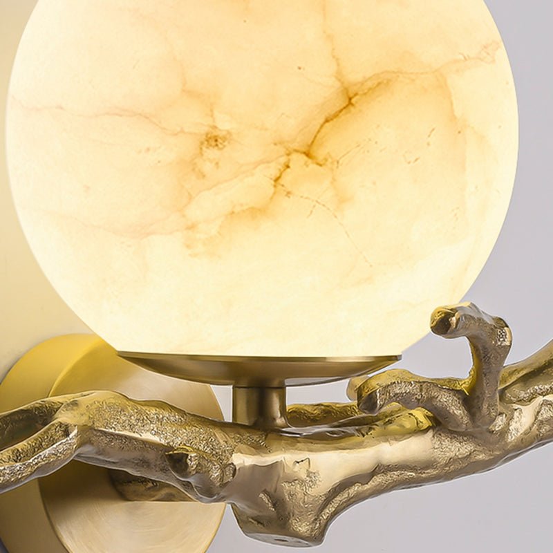 Marble & Brass Wall Sconce LED Light Fixture for Bedroom, Living Room, Hallway – Modern Minimalist Indoor Lighting | Thomler