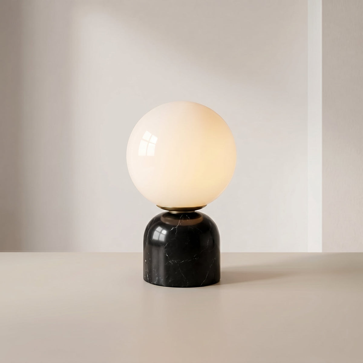 Marble Table Lamp with Frosted Globe Shade – Warm White LED Light for Bedroom Nightstand & Living Room – Modern Minimalist Accent Lighting | Thomler