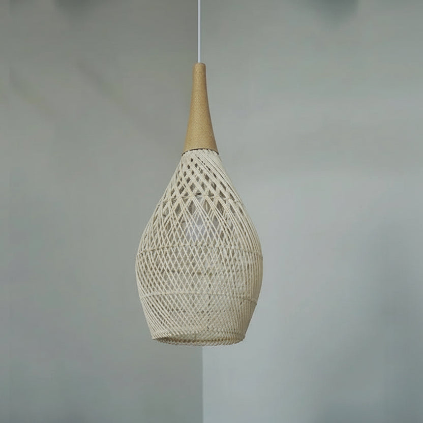 Handwoven Natural Fiber Ceiling Fixture with Ambient Shadow Play – Dome & Cylinder Styles | Thomler