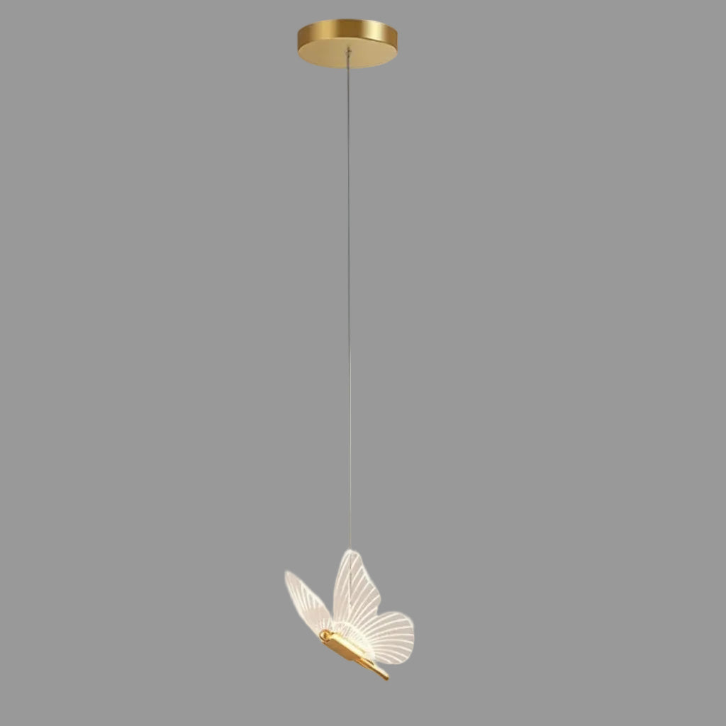 Butterfly Wing LED Hanging Light – Etched Acrylic Pendant with Adjustable Cord | Thomler