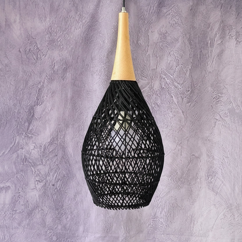 Handwoven Natural Fiber Ceiling Fixture with Ambient Shadow Play – Dome & Cylinder Styles | Thomler