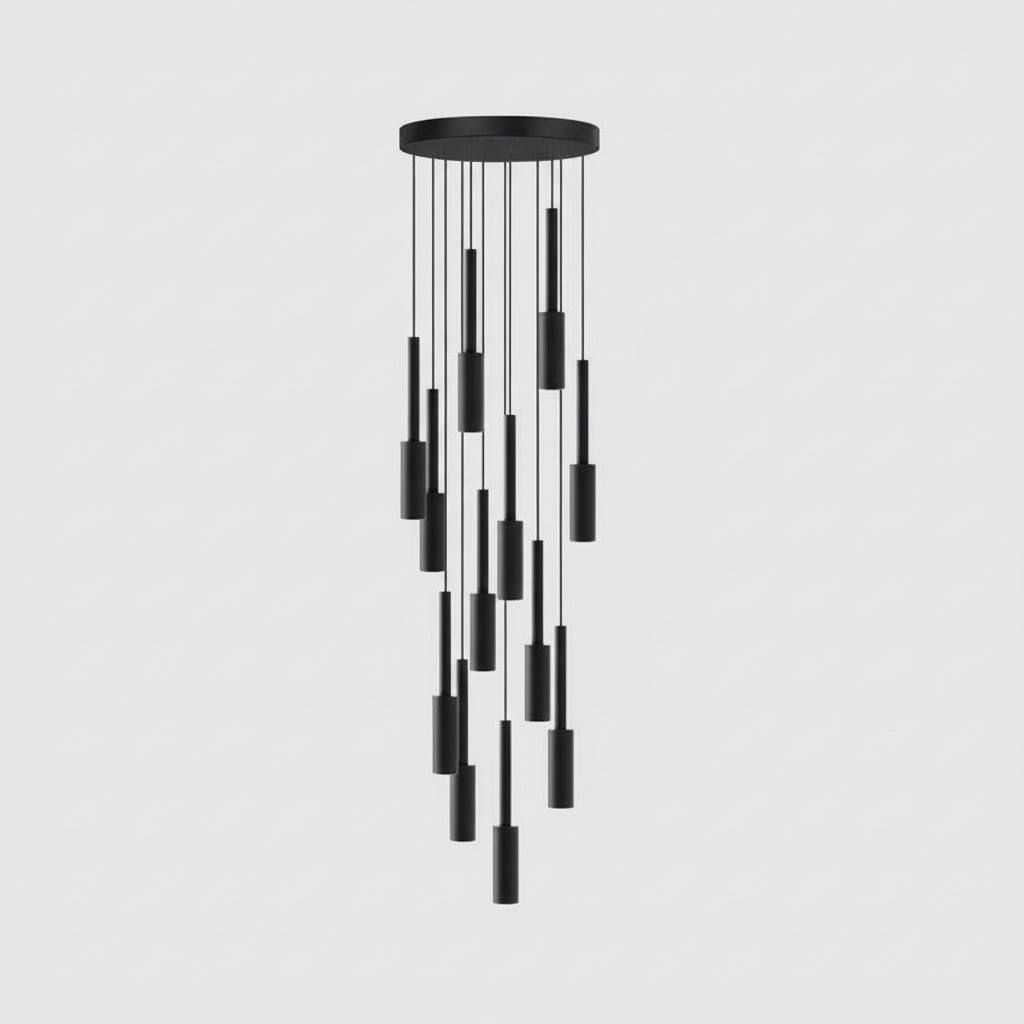 Adjustable Multi-Drop Tube Pendant Light – Dimmable LED Stairwell & Foyer Chandelier | Thomler