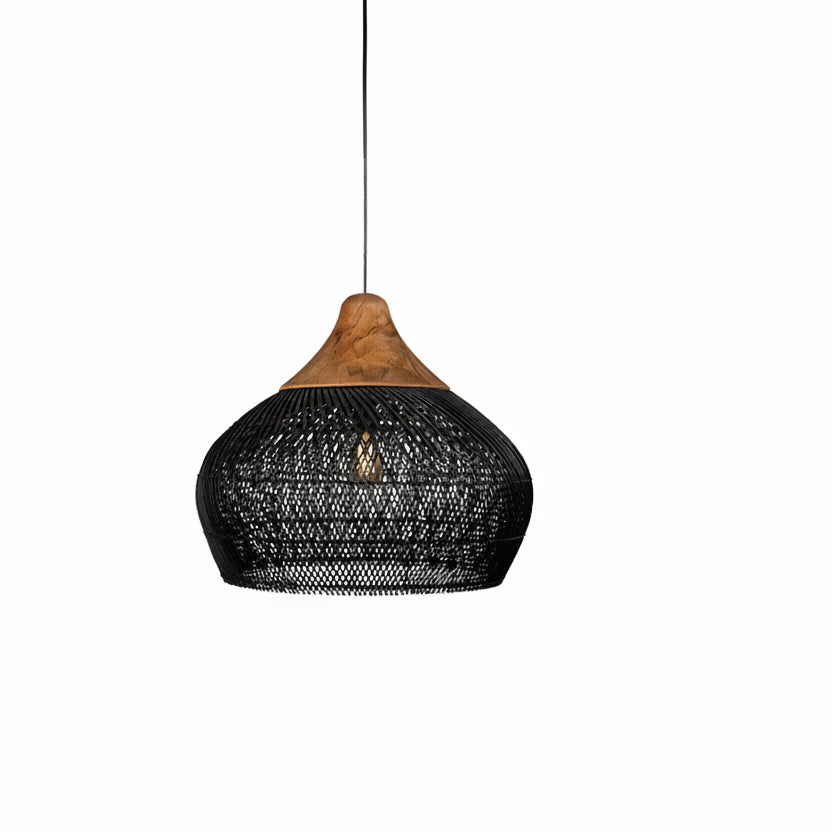 Handwoven Natural Fiber Ceiling Fixture with Ambient Shadow Play – Dome & Cylinder Styles | Thomler