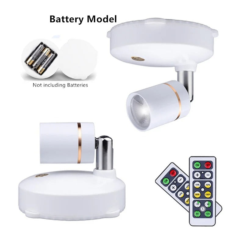 Wireless Battery LED Spotlight with Remote Control Dimmer for Wall Art Picture Accent Lighting Living Room Bedroom Indoor Cordless Puck | Thomler