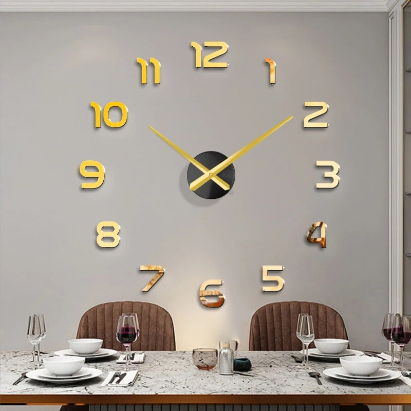 Contemporary Self-Adhesive 3D Wall Clock – Customizable Large-Scale Time Display for Any Room | Thomler