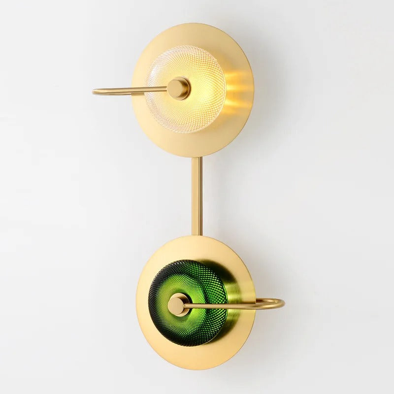 Wall Sconce Light Fixture Gold Finish E27 Socket Clear or Green Glass for Hallway Bedroom Living Room Modern Brass-Style Accent Lighting | Thomler