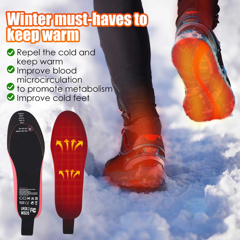 Rechargeable Heated Insoles with 3 Temperature Settings for Winter | Battery-Powered Foot Warmers for Men & Women | USB-Charged Heat | Thomler