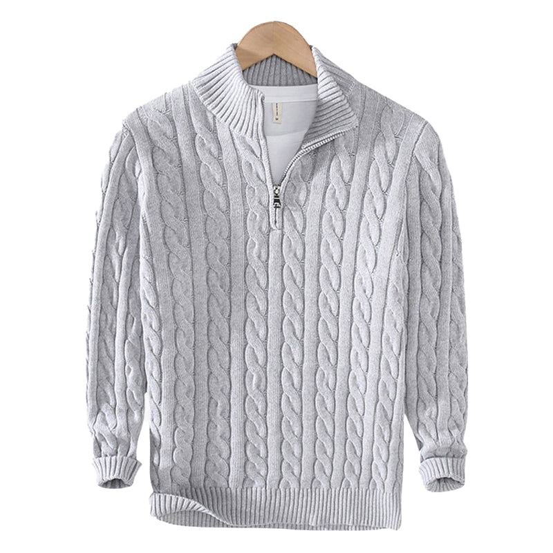 Men's Half-Zip Pullover Sweater with Ribbed Collar – Classic Textured Knit for Casual & Dressy Occasions | Thomler