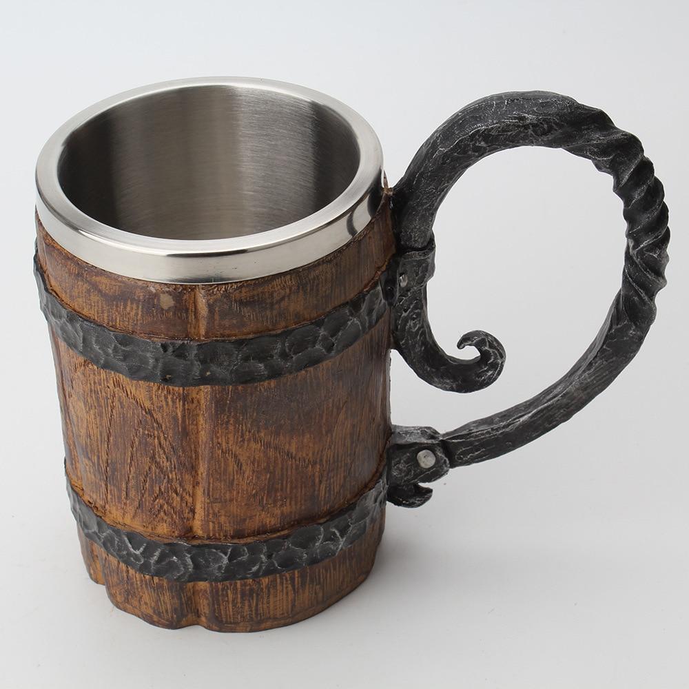 Insulated Viking Drinking Mug with Norse Carvings – 22 oz Double-Wall Tankard for Hot Coffee or Cold Beer | Thomler
