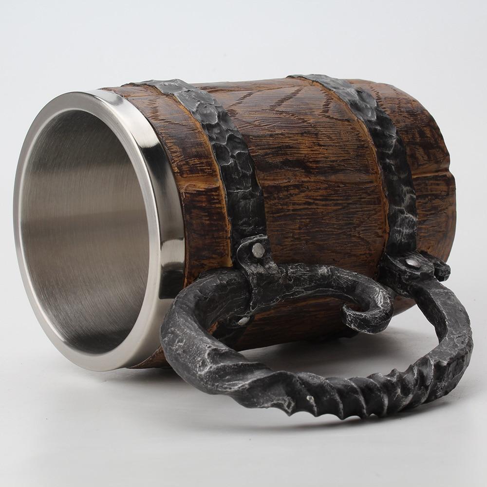 Insulated Viking Drinking Mug with Norse Carvings – 22 oz Double-Wall Tankard for Hot Coffee or Cold Beer | Thomler