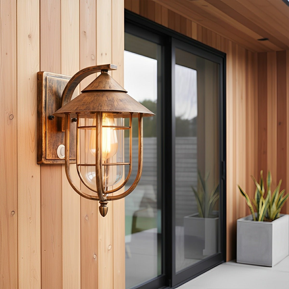 Heritage Iron Lantern LED Motion Security Sconce for Entryway & Patio | Thomler