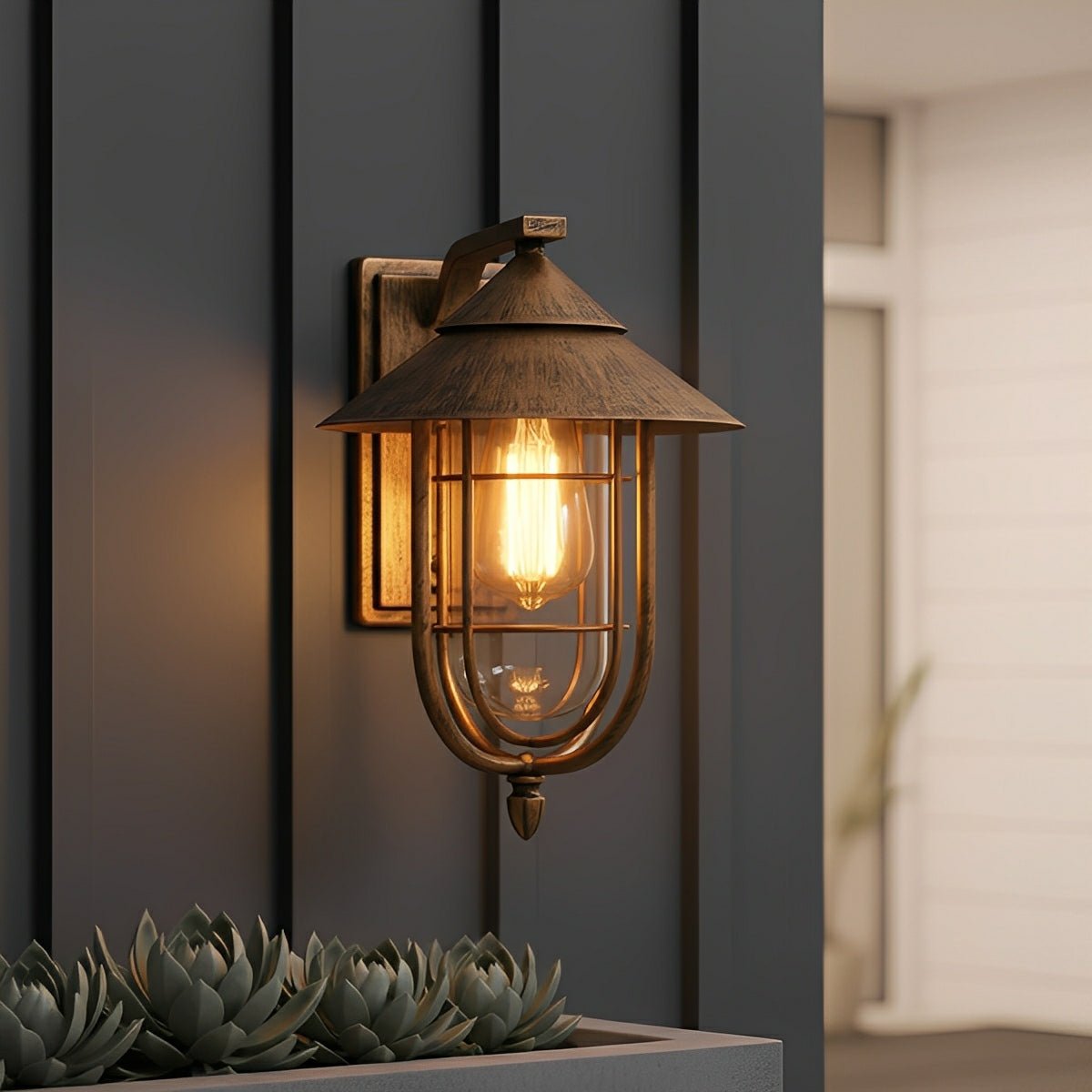 Heritage Iron Lantern LED Motion Security Sconce for Entryway & Patio | Thomler