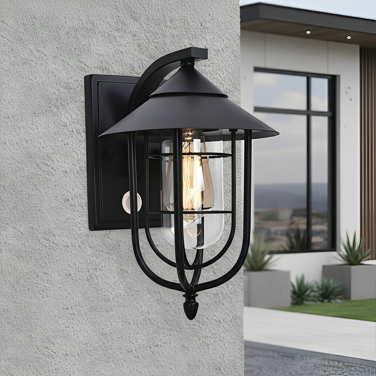 Heritage Iron Lantern LED Motion Security Sconce for Entryway & Patio | Thomler