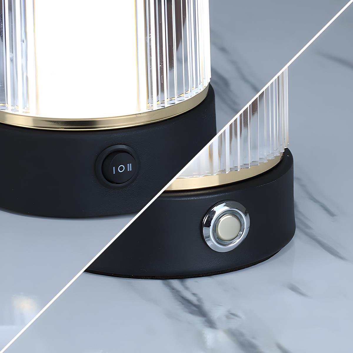 Table Lamp Metal Acrylic 19.0 cm Rechargeable Black Bedroom Dining Table Touch Dimmable Lantern Light | Thomler
