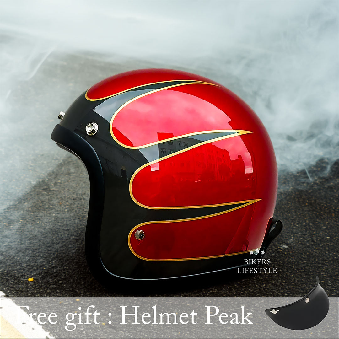 Half Helmet Open Face Motorcycle DOT ECE Certified Retro Cruiser Riding Gear Low Profile Headgear for Harley Chopper Bobber Street Bike | Thomler