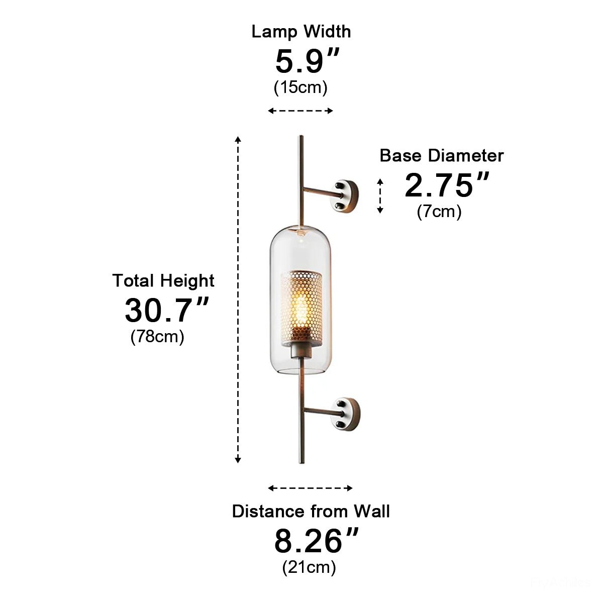 Industrial Cylinder Glass Wall Light with Replaceable LED for Hallway Bedroom Corridor | Thomler