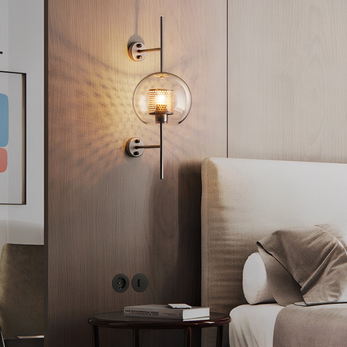 Wall Lamp Glass Globe 25.0 cm Black Bedroom Hallway Industrial Bedside Lighting Sconce E27 Warm White | Thomler