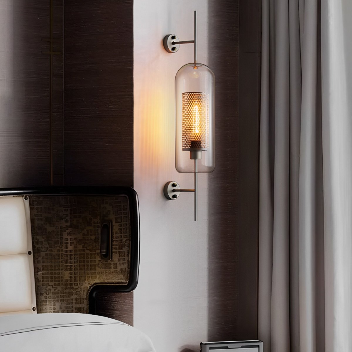 Wall Lamp Glass Globe 25.0 cm Black Bedroom Hallway Industrial Bedside Lighting Sconce E27 Warm White | Thomler