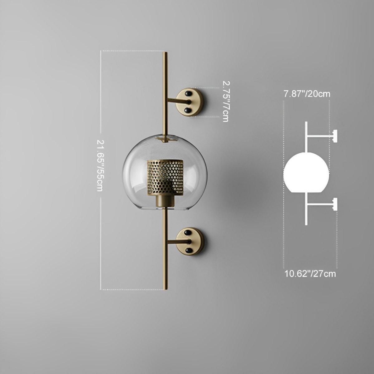 Wall Lamp Glass Globe 25.0 cm Black Bedroom Hallway Industrial Bedside Lighting Sconce E27 Warm White | Thomler