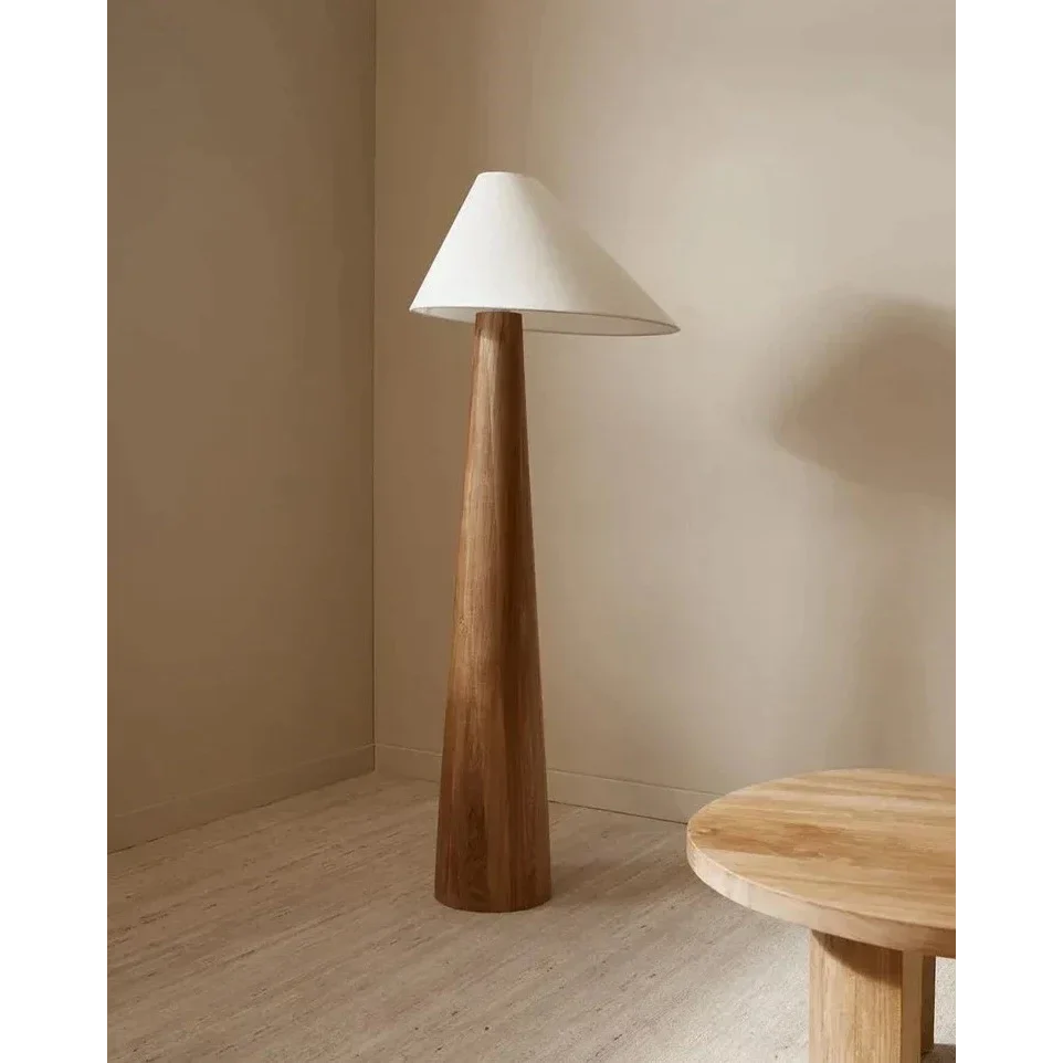 Floor Lamp Wood 59.1 in Warm White Living Room Bedroom Minimalist Japandi Standing Light Rustic Ambient Lighting | Thomler
