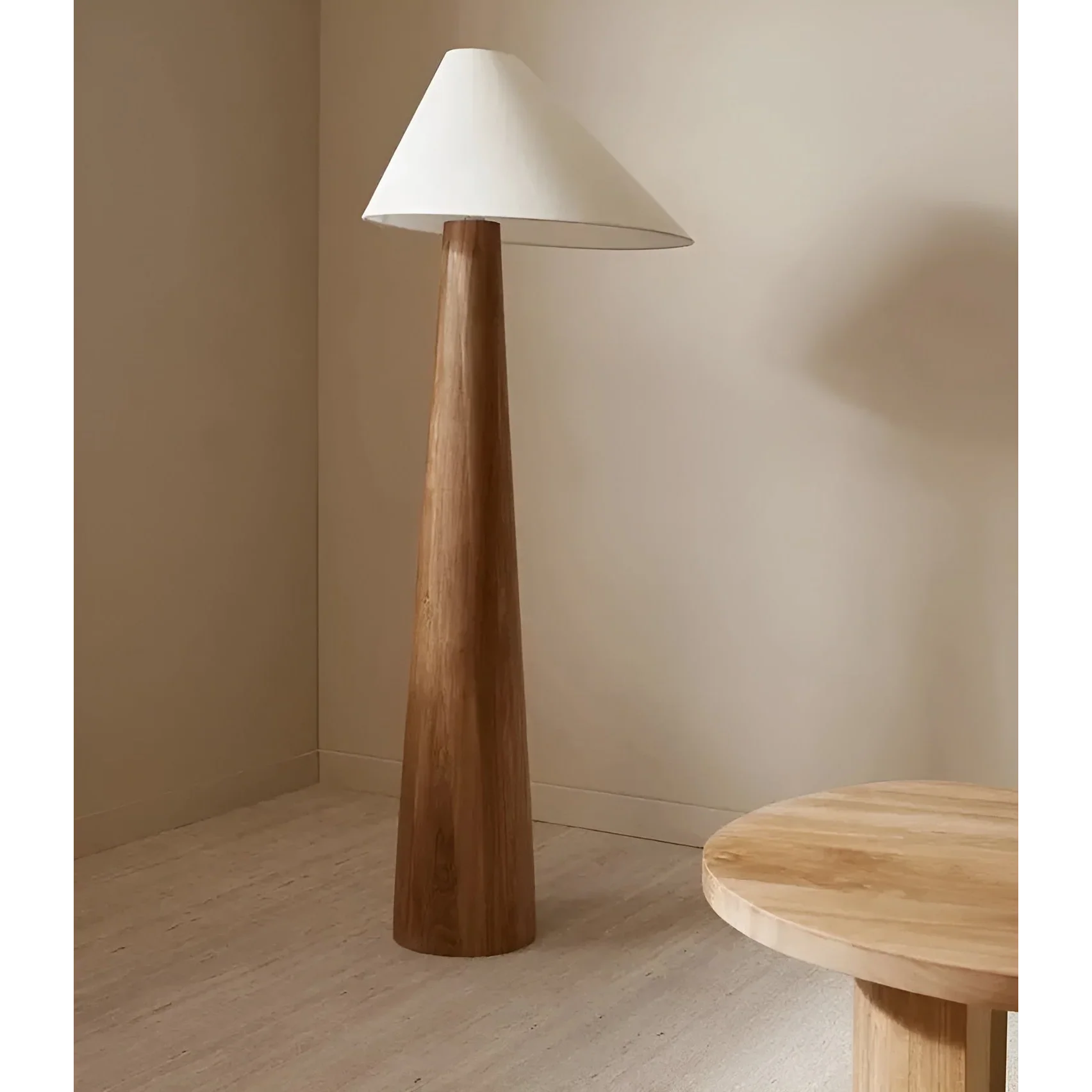 Floor Lamp Wood 59.1 in Warm White Living Room Bedroom Minimalist Japandi Standing Light Rustic Ambient Lighting | Thomler