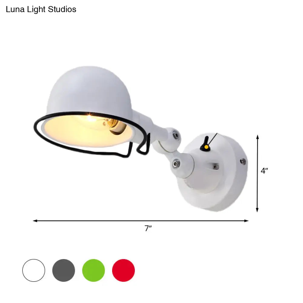 Adjustable Dome Wall Sconce - Industrial Metal Accent Light with Pivoting Head for Bedroom, Hallway & Reading Nook - Hardwired E12 Socket | Thomler