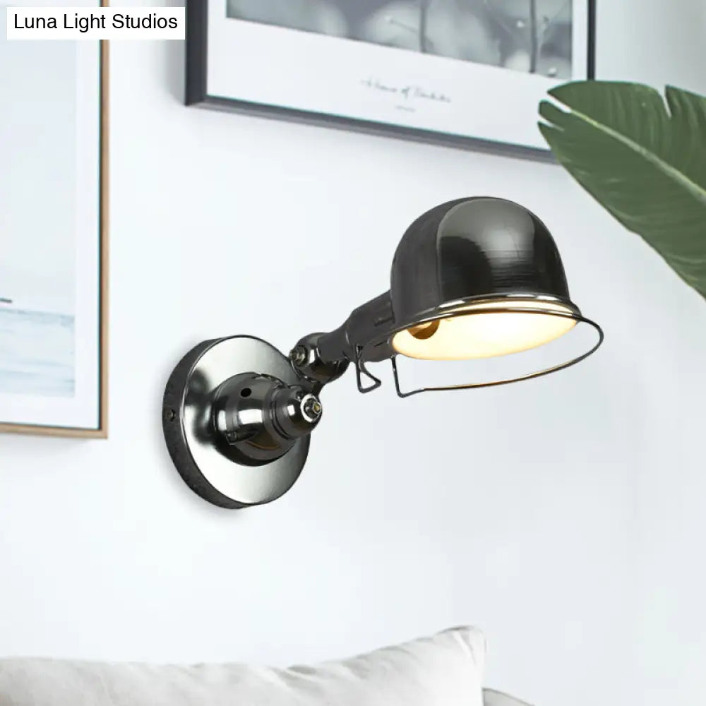 Adjustable Dome Wall Sconce - Industrial Metal Accent Light with Pivoting Head for Bedroom, Hallway & Reading Nook - Hardwired E12 Socket | Thomler