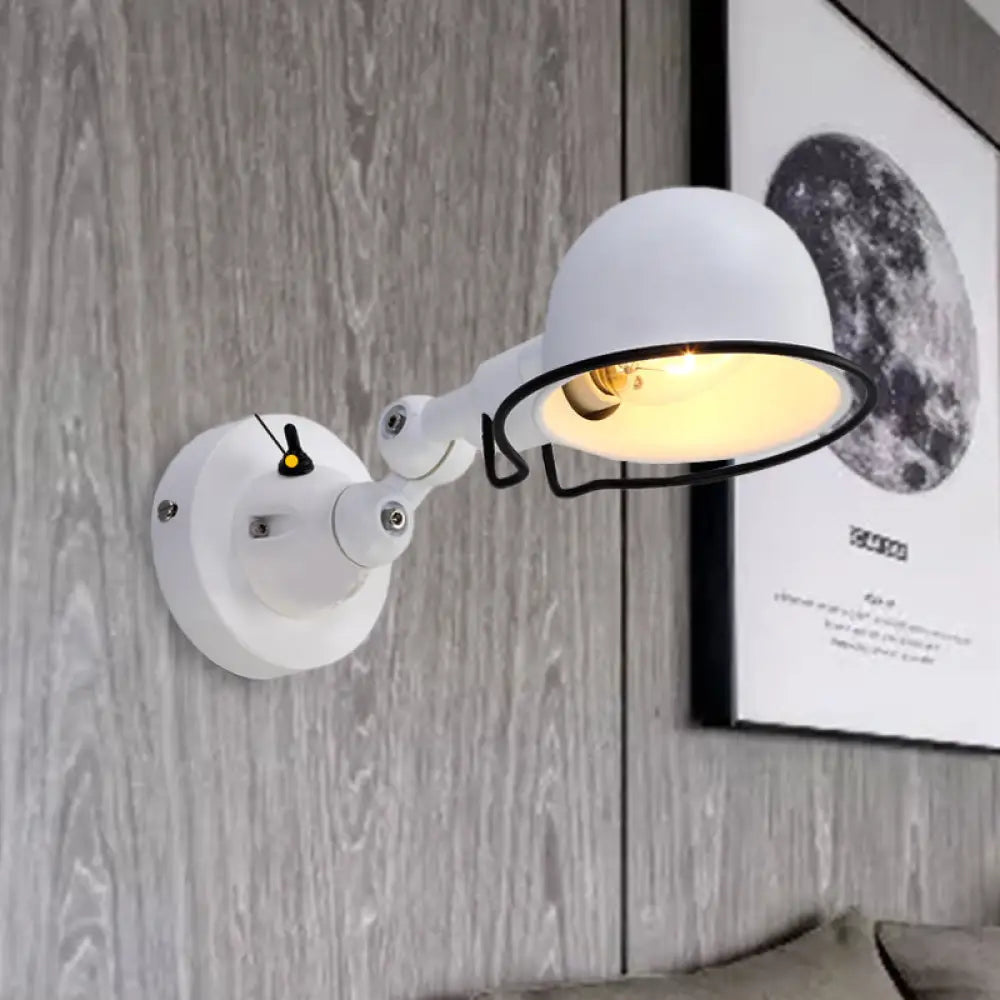 Adjustable Dome Wall Sconce - Industrial Metal Accent Light with Pivoting Head for Bedroom, Hallway & Reading Nook - Hardwired E12 Socket | Thomler