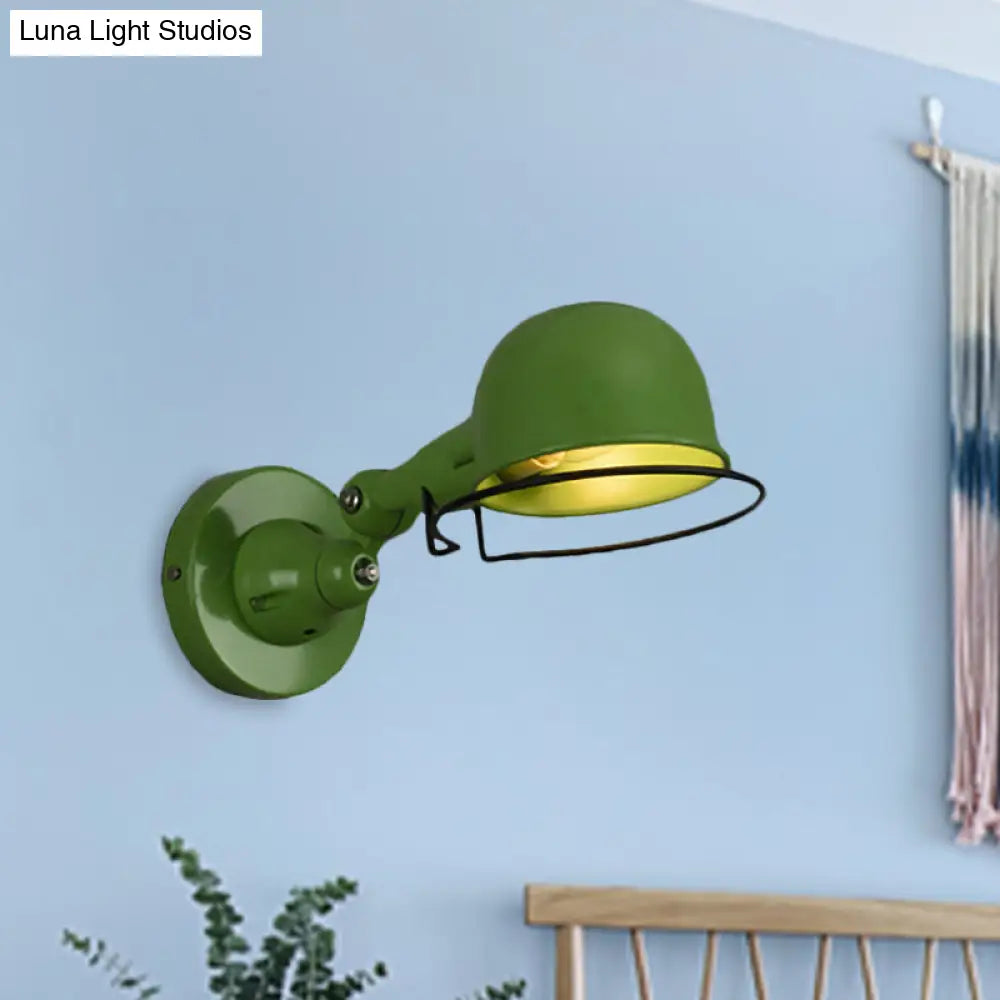 Adjustable Dome Wall Sconce - Industrial Metal Accent Light with Pivoting Head for Bedroom, Hallway & Reading Nook - Hardwired E12 Socket | Thomler