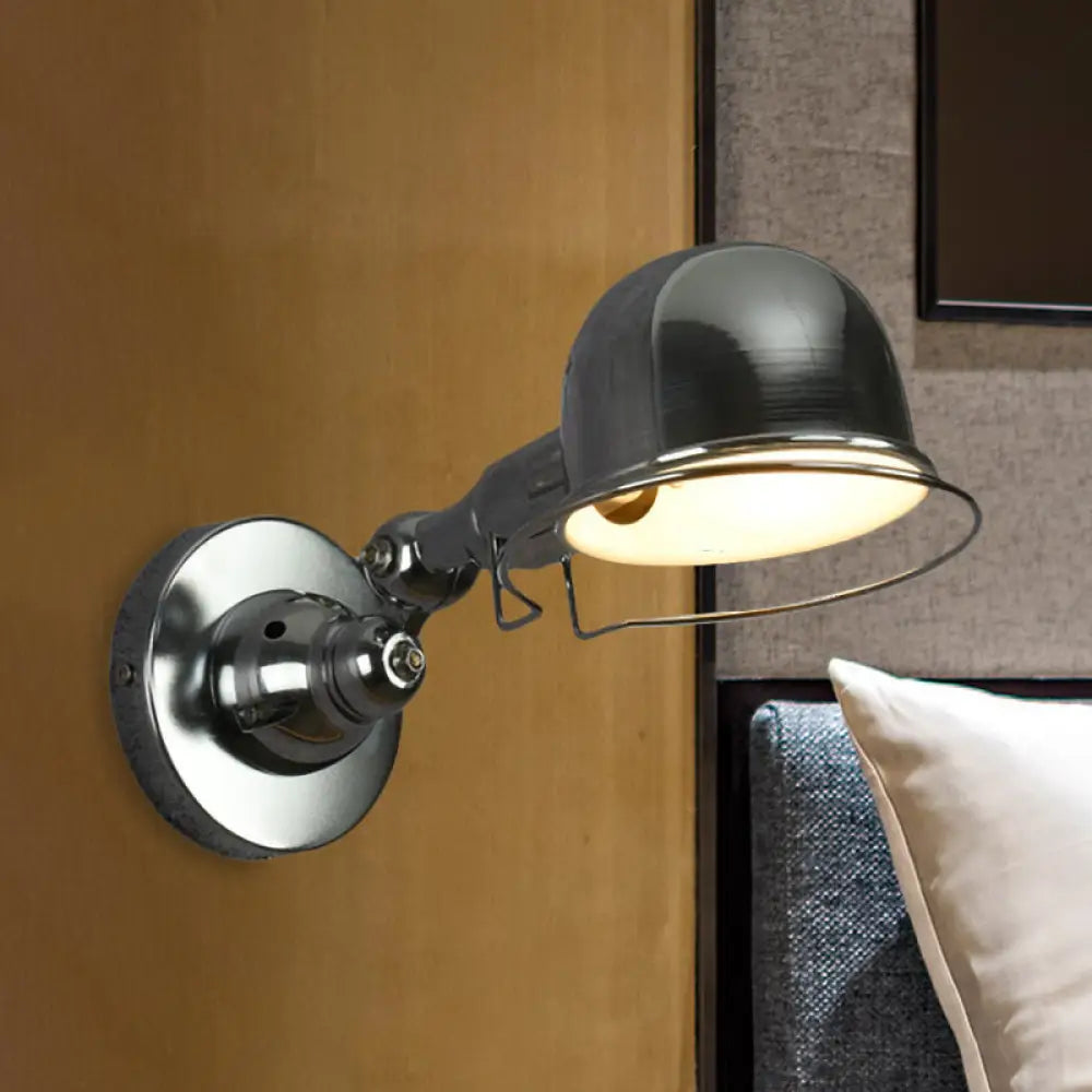 Adjustable Dome Wall Sconce - Industrial Metal Accent Light with Pivoting Head for Bedroom, Hallway & Reading Nook - Hardwired E12 Socket | Thomler