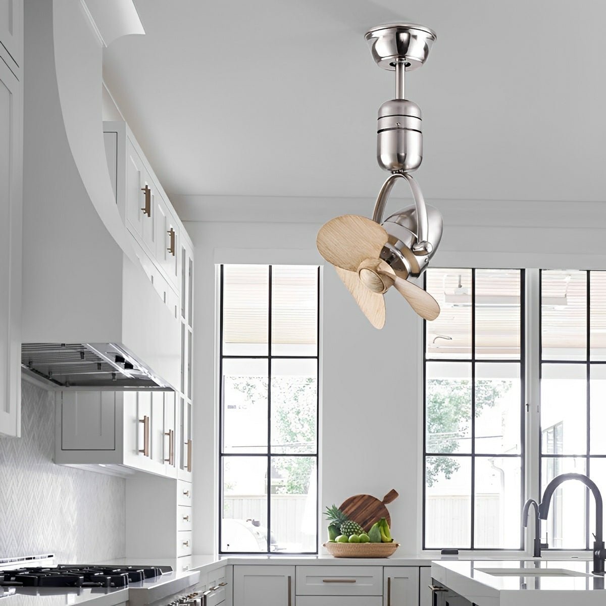 Ceiling Fan Metal 36.0 cm Silver Dining Room Wall Mounted Oscillating Retro Air Circulator Remote Control | Thomler