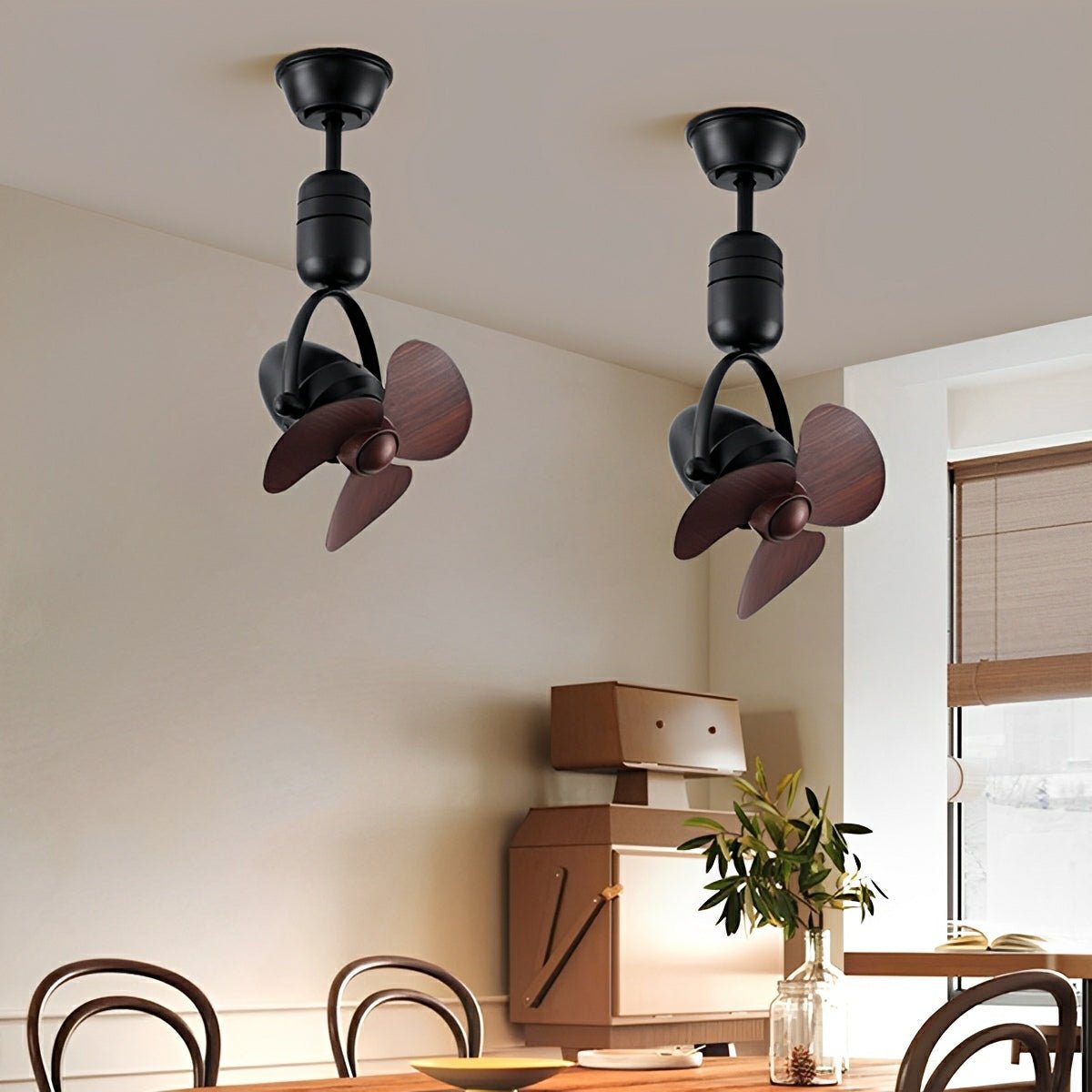 Ceiling Fan Metal 36.0 cm Silver Dining Room Wall Mounted Oscillating Retro Air Circulator Remote Control | Thomler