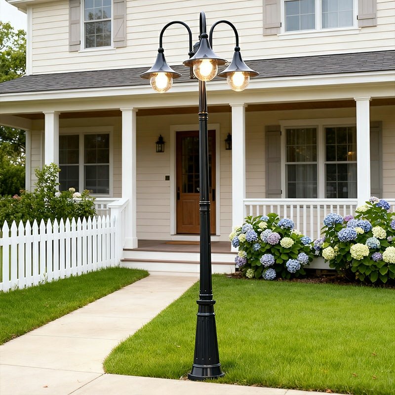 Outdoor Pole Light Die-Cast Aluminum 78.7 in Black Warm White Villa Garden Pathway Lighting Retro Vintage Style | Thomler