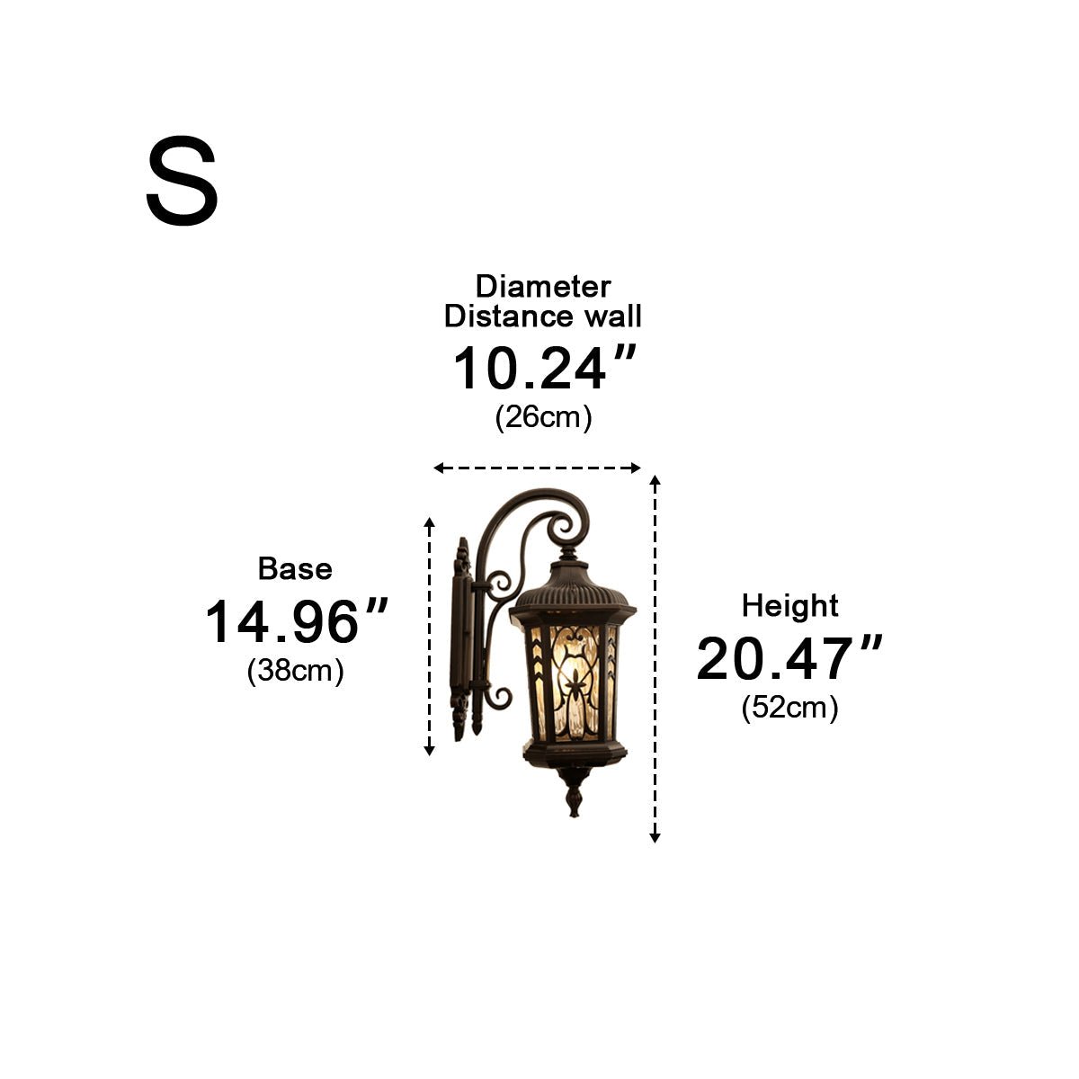 Wall Light Cast Aluminium E27 52.0 cm Dark Bronze Outdoor Porch Lantern Waterproof Exterior Facade Lamp | Thomler