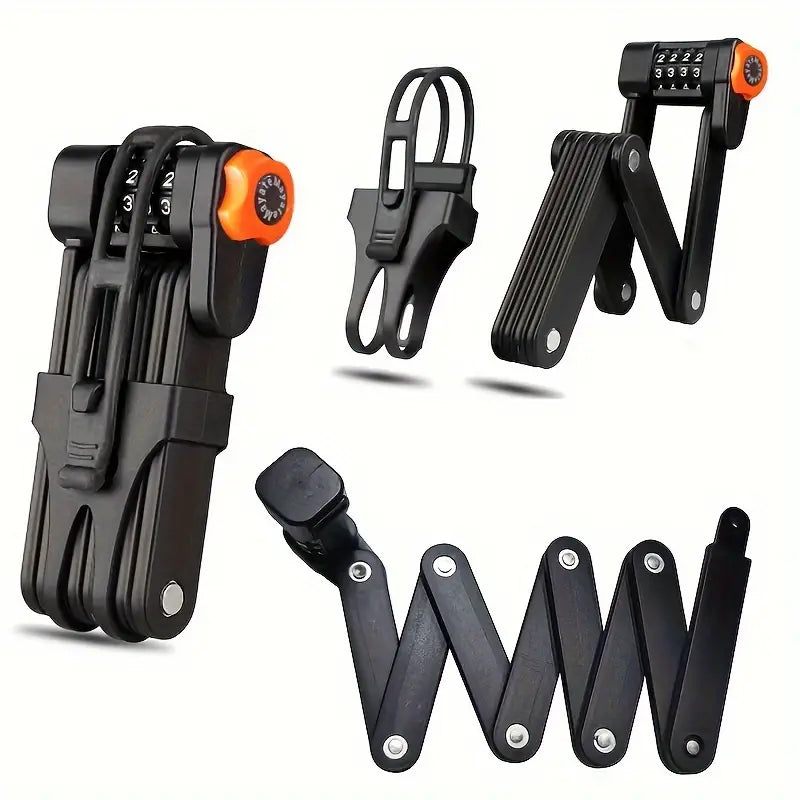 Heavy-Duty Folding Bike Lock with 4-Digit Combo Steel Chain Anti-Theft Security for Bicycles | Thomler